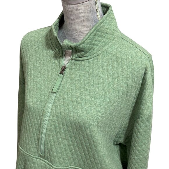 Eddie Bauer Quilted 1/2 Zip Sweater - Size XL - Light Heather Green - Pockets - Picture 1 of 11